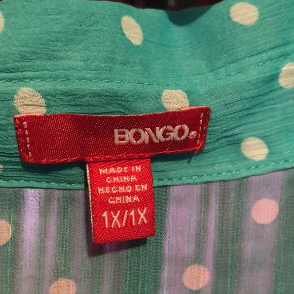 Ladies green and white polka dot cold shoulder 1X - Picture 2 of 9